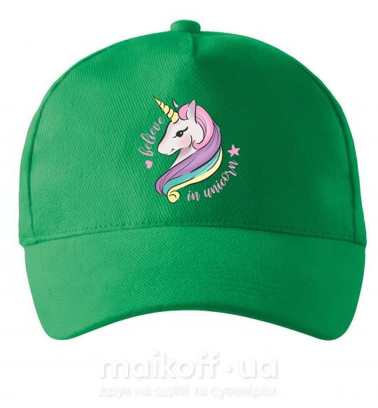 Кепка Believe in unicorn Зеленый фото