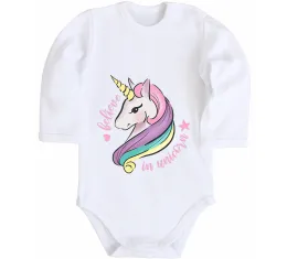 Детский боди Green unicorn Белый фото