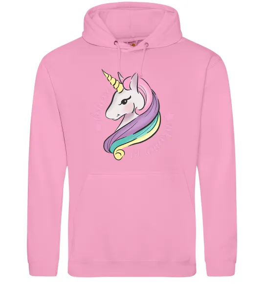 Мужская толстовка (худи) Believe in unicorn Розовый фото