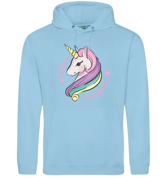 Жіноча толстовка (худі) Believe in unicorn Блакитний фото