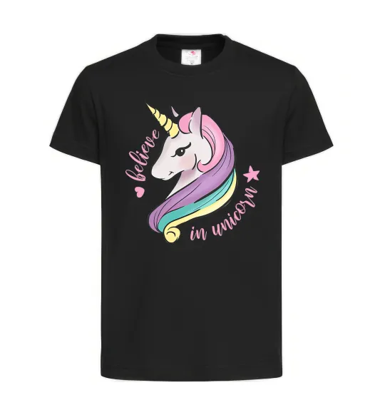 Детская футболка Believe in unicorn Черный фото