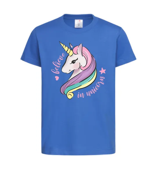 Детская футболка Believe in unicorn Ярко-синий фото