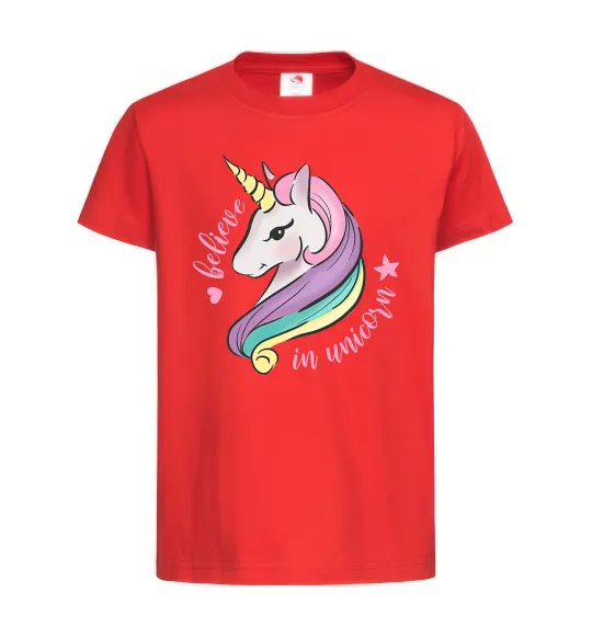 Детская футболка Believe in unicorn Красный фото