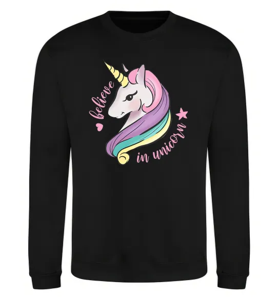 Світшот Believe in unicorn Чорний фото