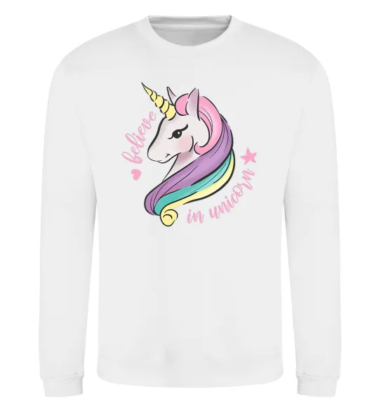 Світшот Believe in unicorn Білий фото