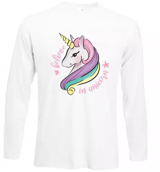 Лонгслив Believe in unicorn Белый фото