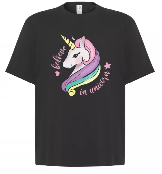 Футболка Оверсайз Believe in unicorn Черный фото