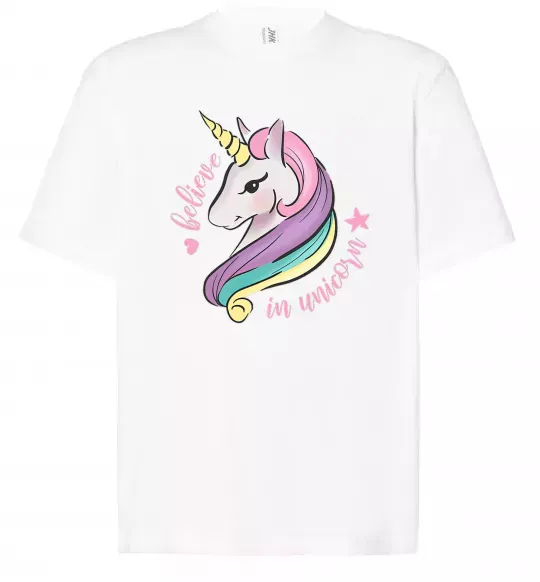 Футболка Оверсайз Believe in unicorn Белый фото