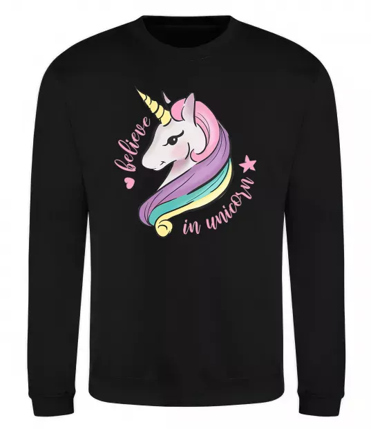 Світшот Believe in unicorn Чорний фото