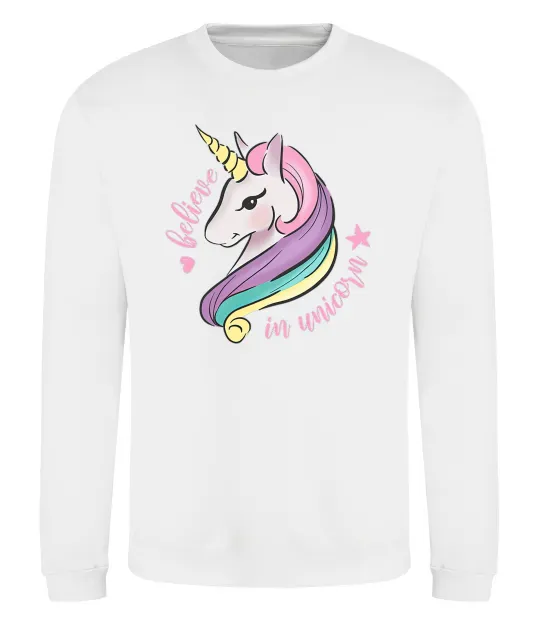 Світшот Believe in unicorn Білий фото