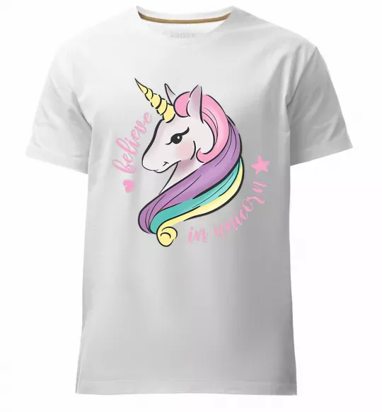 Мужская премиум футболка Believe in unicorn Белый фото