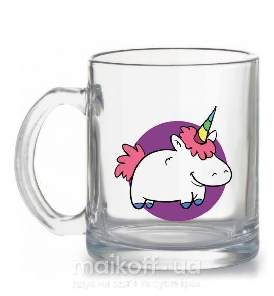 Чашка скляна Единорог в фиолетовом круге Прозорий фото