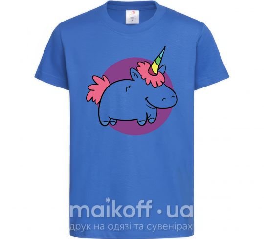 Дитяча футболка Единорог в фиолетовом круге Яскраво-синій фото