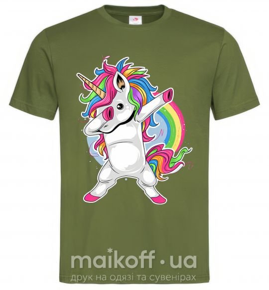 Мужская футболка Hyping unicorn Оливковый фото