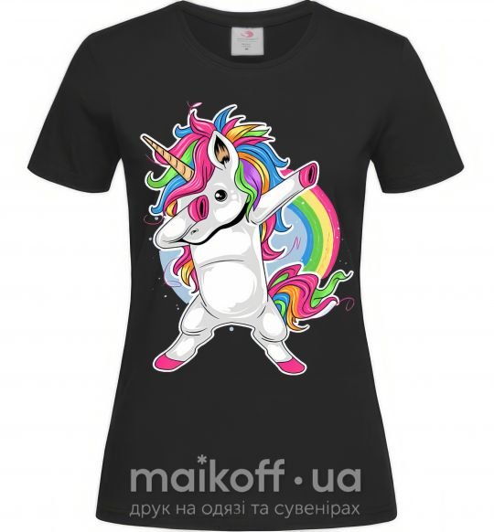 Жіноча футболка Hyping unicorn Чорний фото
