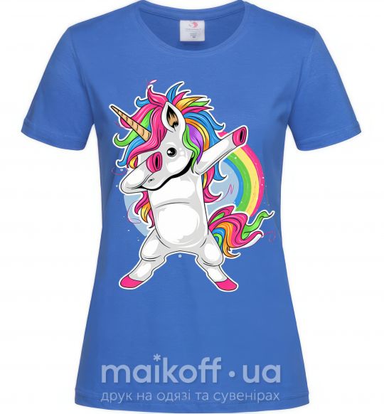 Жіноча футболка Hyping unicorn Яскраво-синій фото