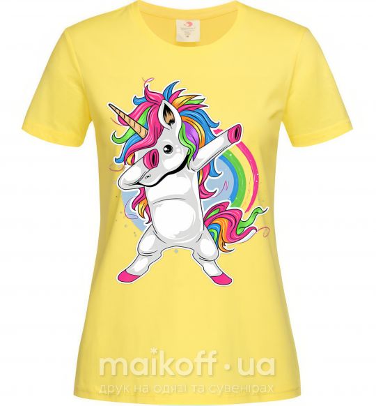 Женская футболка Hyping unicorn Лимонный фото