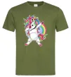 Чоловіча футболка Hyping unicorn Оливковий фото