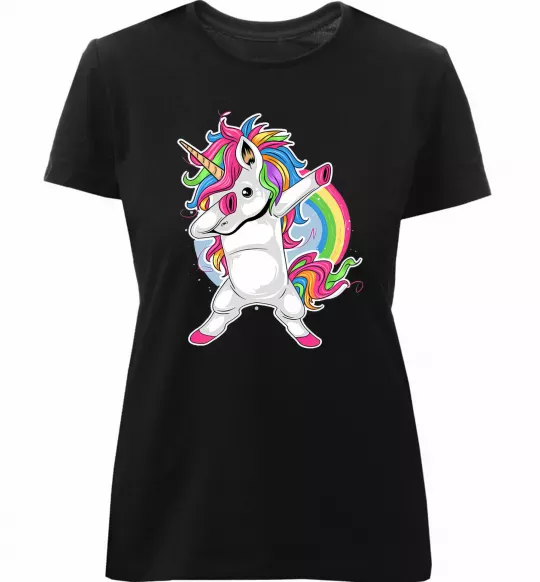 Жіноча преміум футболка Hyping unicorn Чорний фото