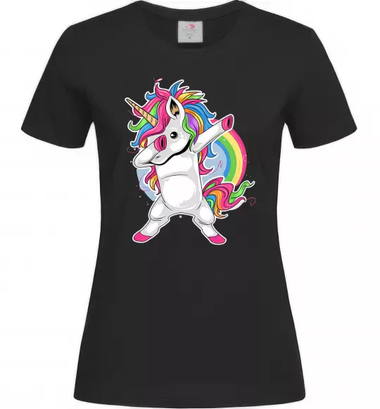 Жіноча футболка Hyping unicorn Чорний фото