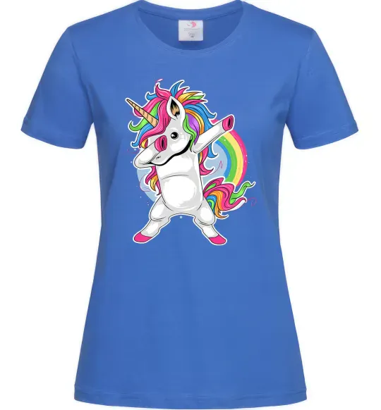 Жіноча футболка Hyping unicorn Яскраво-синій фото