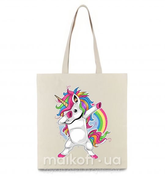 Еко-сумка Hyping unicorn Бежевий фото