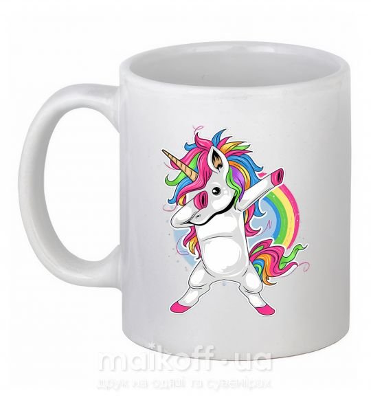 Чашка керамическая Hyping unicorn Белый фото