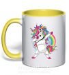 Чашка с цветной ручкой Hyping unicorn Солнечно желтый фото