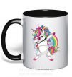 Чашка с цветной ручкой Hyping unicorn Черный фото