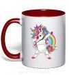 Чашка з кольоровою ручкою Hyping unicorn Червоний фото
