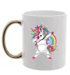 Чашка с цветной ручкой Hyping unicorn Золото фото