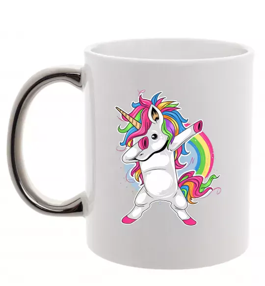 Чашка с цветной ручкой Hyping unicorn Серебро фото
