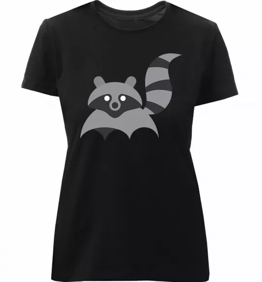 Жіноча преміум футболка Racoon Чорний фото