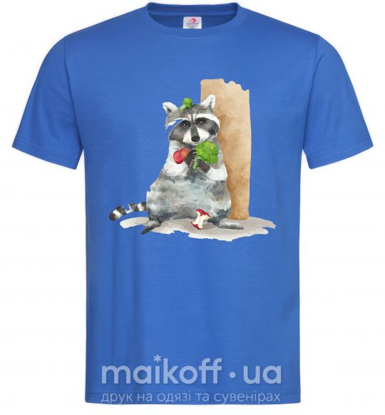 Мужская футболка Енот ест Ярко-синий фото