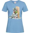 Женская футболка Єнот їсть Голубой фото
