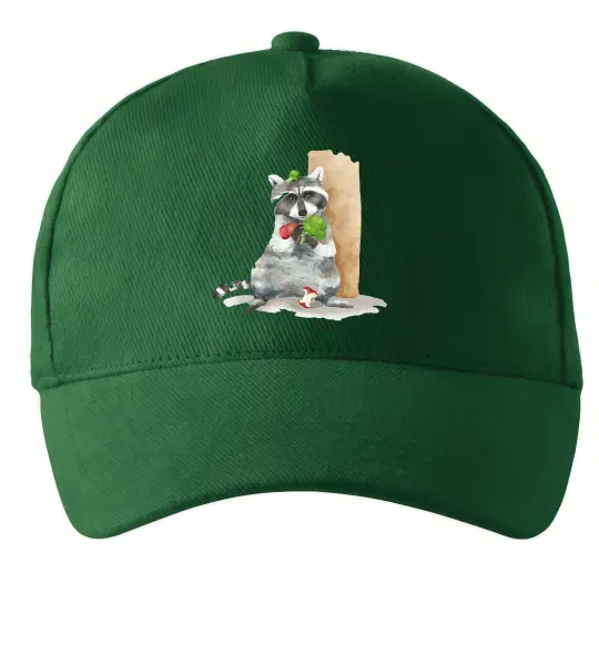 Кепка Єнот їсть Темно-зеленый фото