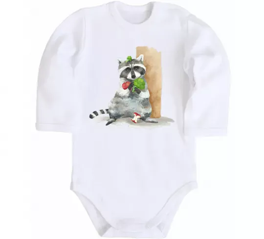 Детский боди Єнот їсть Белый фото