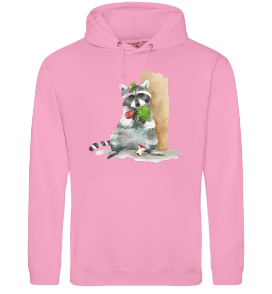 Жіноча толстовка (худі) Єнот їсть Рожевий фото