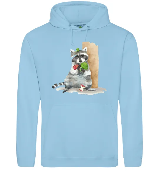 Жіноча толстовка (худі) Єнот їсть Блакитний фото