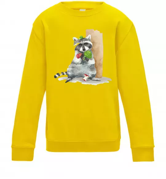 Детский Свитшот Єнот їсть Солнечно желтый фото