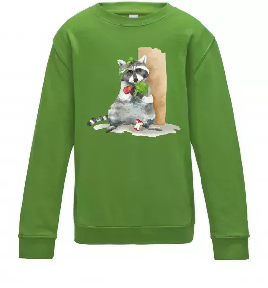 Детский Свитшот Єнот їсть Лаймовый фото