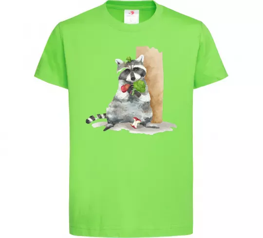 Дитяча футболка Єнот їсть Лаймовий фото