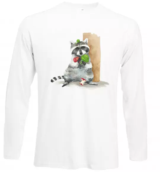 Лонгслів Єнот їсть Білий фото