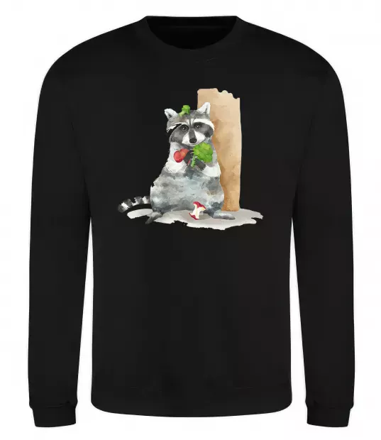 Свитшот Єнот їсть Черный фото