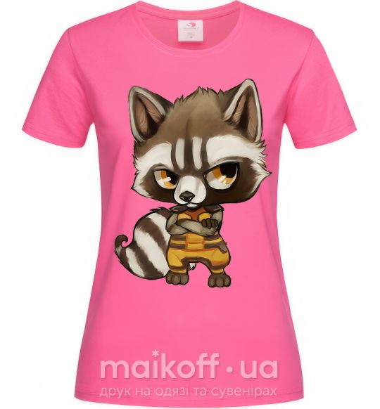 Жіноча футболка Angry racoon Яскраво-рожевий фото
