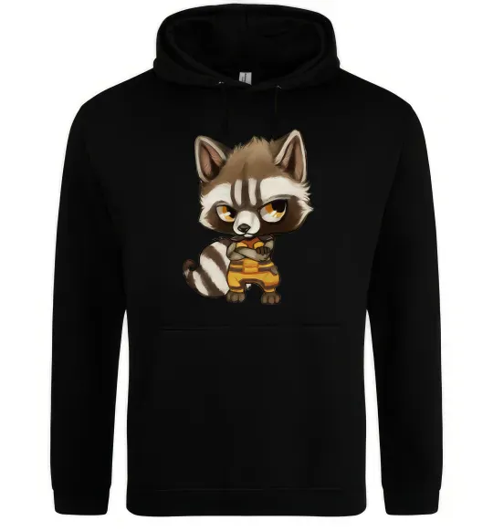 Мужская толстовка (худи) Angry racoon Черный фото