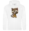 Мужская толстовка (худи) Angry racoon Белый фото