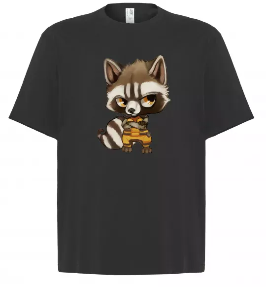 Футболка Оверсайз Angry racoon Чорний фото