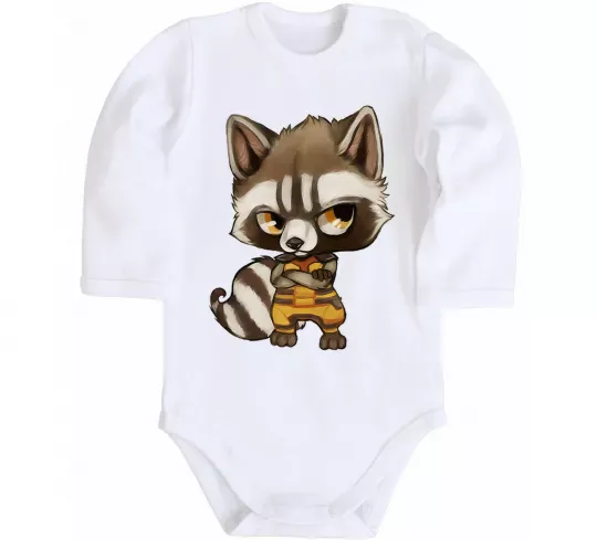 Детский боди Angry racoon Белый фото