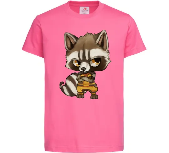 Детская футболка Angry racoon Ярко-розовый фото